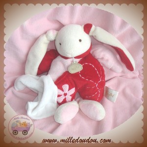 BABYNAT BABY NAT DOUDOU LAPIN BLANC CORPS ROUGE ROSE MOUCHOIR