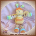 MOTS D'ENFANTS DOUDOU ABEILLE PAPILLON ORANGE JAUNE RAYEE SOS