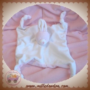 COUDE MAIL SOS DOUDOU LAPIN PLAT BLANC ROSE NOEUD LAPIN BLEU