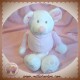 BOUT'CHOU MONOPRIX DOUDOU OURS BLANC RAYE ROSE HOCHET ANIMAL