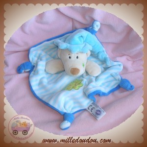 MGM SOS DOUDOU OURS CHIEN ECRU PLAT BLEU DODO D'AMOUR