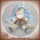 NICOTOY DOUDOU CHEVAL GRIS PLAT BLEU FOULARD ORANGE SOS