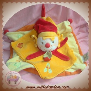 DOUDOU ET COMPAGNIE CLOWN PLAT ORANGE JAUNE SOL DO RE MI  