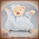 BOUT'CHOU DOUDOU OURS LISSE QUASI PLAT BLEU ETOILES HOCHET SOS