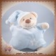 BOUT'CHOU DOUDOU OURS LISSE QUASI PLAT BLEU ETOILES HOCHET SOS