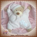 BOUT'CHOU SOS DOUDOU OURS QUASI PLAT ROSE ETOILES HOCHET RAYE