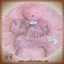 CREEKS DOUDOU OURS PLAT TISSU ROSE RAYE NOEUD