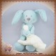 POMMETTE DOUDOU LAPIN BLEU MOUCHOIR ECRU ABC SOS