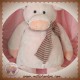 LASCAR DOUDOU COCHON ROSE ECHARPE RAYE 40 CM