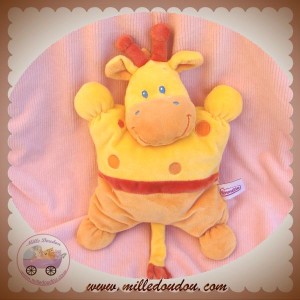 POMMETTE SOS DOUDOU GIRAFE QUASI PLATE DIFFERENT JAUNE ORANGE