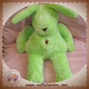 AJENA SOS DOUDOU LAPIN VERT NOMBRIL MARRON NOUNOURS