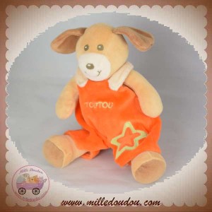 NOUNOURS SOS DOUDOU CHIEN BEIGE SALOPETTE ORANGE TOUTOU