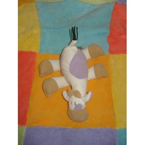 AJENA DOUDOU PELUCHE VACHE MILKA BLANCHE MAUVE NEUF