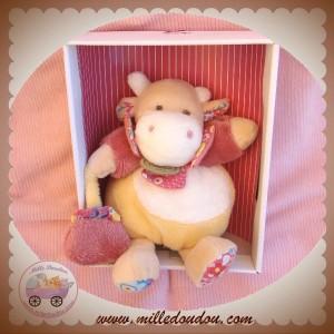 DOUDOU ET COMPAGNIE SOS VACHE PISTACHE BOULE ROSE  JAUNE 1575 Z'AMIGOLOS 16 CM