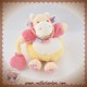 DOUDOU ET COMPAGNIE SOS VACHE PISTACHE BOULE ROSE  JAUNE 1575 Z'AMIGOLOS 16 CM