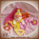 NICOTOY SOS DOUDOU LUTIN CLOWN PLAT ROSE JAUNE ATTACHE TETINE