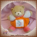 KALOO DOUDOU OURS BEIGE BOULE ORANGE PLUME BLANC