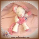 SUCRE D'ORGE DOUDOU PELUCHE SOURIS ROSE CLAIR FONCE ATTACHE TETINE