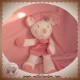 SUCRE D'ORGE DOUDOU PELUCHE SOURIS ROSE CLAIR FONCE ATTACHE TETINE