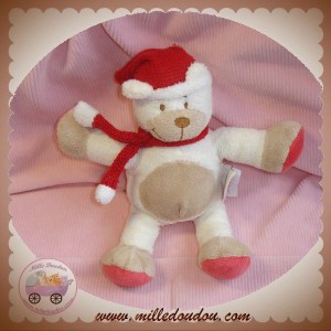 BENGY SOS DOUDOU OURS BLANC ECHARPE ET BONNET ROUGE