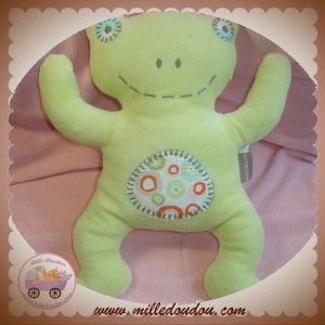 NATALYS SOS DOUDOU GRENOUILLE VERTE ROND TISSU HOCHET