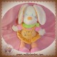 NICOTOY DOUDOU LAPIN BLANC ROBE ORANGE ROSE CAROTTE SOS