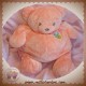 NOUNOURS SOS DOUDOU OURS BOULE ORANGE SAUMON PAPILLON 30 CM