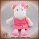 NICOTOY DOUDOU GIRAFE VACHE BLANCHE ROBE ROSE OISEAU SOS