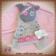 IKKS SOS DOUDOU PELUCHE LAPIN PLAT GRIS LETTRE COULEUR 439