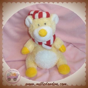 KIMBALOO SOS DOUDOU OURS POILS JAUNE BLANC HIVER BONNET