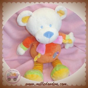 NICOTOY SOS DOUDOU LAPIN ECRU CORPS ORANGE COEUR 32 CM