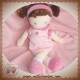 NOUNOURS SOS DOUDOU POUPEE MARRON ROBE ROSE FLEUR