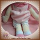 NOUNOURS SOS DOUDOU POUPEE MARRON ROBE ROSE FLEUR