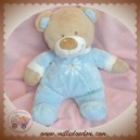 KIABI DOUDOU OURS BLEU FLEUR MARGUERITE BLANC NICOTOY 25 CM SOS