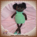 DPAM SOS DOUDOU POUPEE TISSU NOIRE AFRICAINE ROBE VERTE