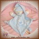 NICOTOY SOS DOUDOU OURS BEIGE PLAT BLEU ATTACHE TETINE