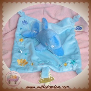 MOTS D'ENFANTS DOUDOU DAUPHIN BLEU MOUCHOIR TETINE SOS