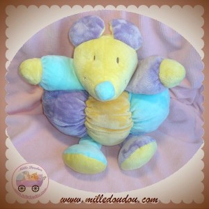 BABYSUN DOUDOU SOURIS HOCHET JAUNE VIOLET ORANGE BABY SUN