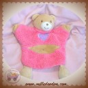 TAKINOU DOUDOU OURS BEIGE PLAT MARIONNETTE ROSE COEUR