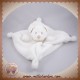 NICOTOY SOS DOUDOU OURS PLAT CARRE BLANC BANADANA BEIGE TEDDY