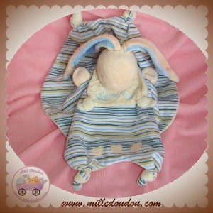 AJENA SOS DOUDOU LAPIN CHIEN CACHE CACHE ECRU BEIGE BLEU