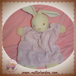 KALOO SOS DOUDOU LAPIN CREME PLAT ROSE PLUME