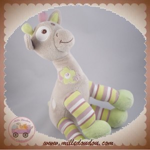 ARTHUR ET LOLA DOUDOU GIRAFE GRISE VERTE MAUVE OS