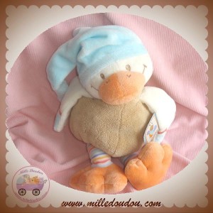 NATTOU SOS DOUDOU OISEAU CANARD BLANC BEIGE BLEU