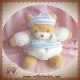 TAKINOU SOS DOUDOU OURS BEIGE BOULE ECRU RAYE BLEU  