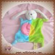 PLUSH COMPANY SOS DOUDOU LAPIN BLANC PLAT BLEU VERT NOEUD