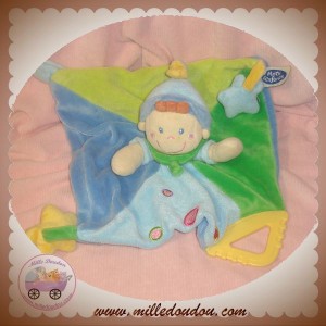 MOTS D'ENFANTS DOUDOU POUPEE GARCON PLAT BLEU VERT DENTITION 