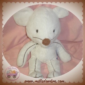 ITSLMAGICAL DOUDOU SOURIS BLANCHE AVEC COUTURE MARRON ITSIMAGICAL